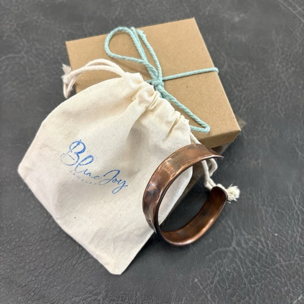 Pure Copper Men's Handmade Wide‎ Thick Cuff, Hammered Concrete Finish Bracelet